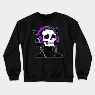 Skull with Headphones Violet and Light Blue| Listening Music Crewneck Sweatshirt